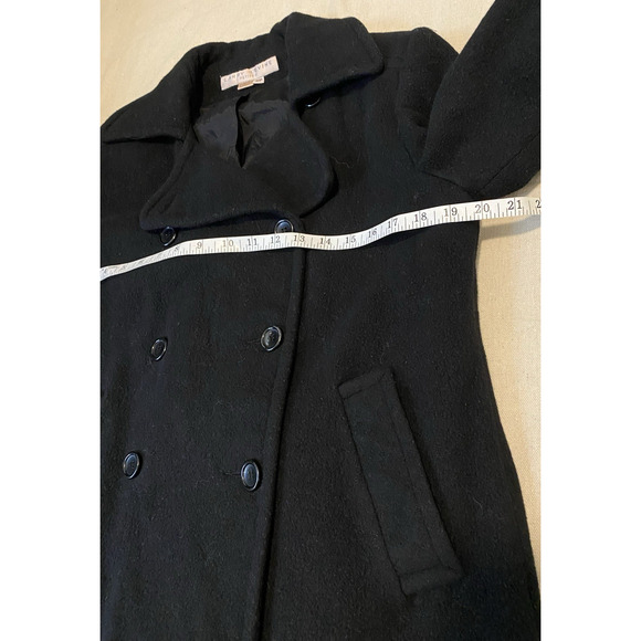 Vtg Larry Levine Petites Peacoat Womens Size 6P Black DoubleBreasted Wool Jacket - Picture 10 of 14
